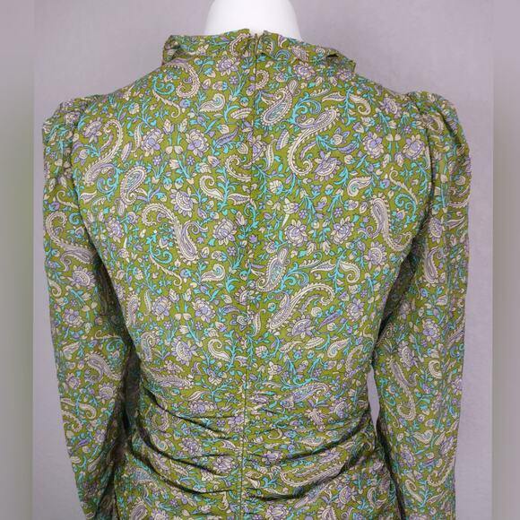 VERONICA BEARD Shala Ruched Paisley Ruffle Dress Size 4 - Picture 11 of 16